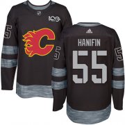 Wholesale Cheap Adidas Flames #55 Noah Hanifin Black 1917-2017 100th Anniversary Stitched NHL Jersey