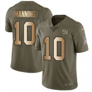 Wholesale Cheap Nike Giants #10 Eli Manning Olive/Gold Men's Stitched NFL Limited 2017 Salute To Service Jersey