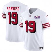 Cheap Men's San Francisco 49ers #19 Deebo Samuel New White 2024 F.U.S.E. Super Bowl LVIII Patch Vapor Untouchable Limited Football Stitched Jersey