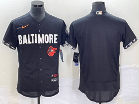 Wholesale Cheap Men\'s Baltimore Orioles Blank Black 2023 City Connect Flex Base Stitched Jersey 1
