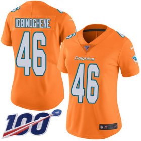 Wholesale Cheap Nike Dolphins #46 Noah Igbinoghene Orangen Women\'s Stitched NFL Limited Rush 100th Season Jersey