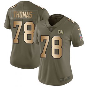 Wholesale Cheap Nike Giants #78 Andrew Thomas Olive/Gold Women\'s Stitched NFL Limited 2017 Salute To Service Jersey