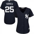 Wholesale Cheap Yankees #25 Gleyber Torres Navy Blue Alternate Women's Stitched MLB Jersey