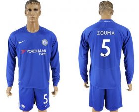 Wholesale Cheap Chelsea #5 Zouma Home Long Sleeves Soccer Club Jersey