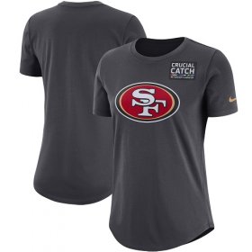 Wholesale Cheap NFL Women\'s San Francisco 49ers Nike Anthracite Crucial Catch Tri-Blend Performance T-Shirt