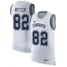 Wholesale Cheap Nike Cowboys #82 Jason Witten White Men\'s Stitched NFL Limited Rush Tank Top Jersey
