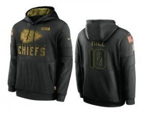 Wholesale Cheap Men\'s Kansas City Chiefs #10 Tyreek Hill Black 2020 Salute To Service Sideline Performance Pullover Hoodie