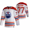 Wholesale Cheap Edmonton Oilers #77 Oscar Klefblom White Men's Adidas 2020-21 Reverse Retro Alternate NHL Jersey