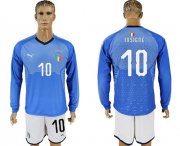 Wholesale Cheap Italy #10 Insigne Blue Home Long Sleeves Soccer Country Jersey