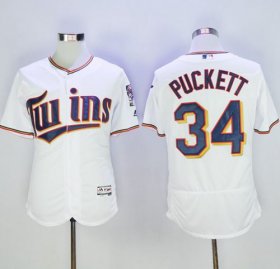 Wholesale Cheap Twins #34 Kirby Puckett White Flexbase Authentic Collection Stitched MLB Jersey