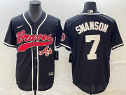 Wholesale Cheap Men's Atlanta Braves #7 Dansby Swanson Black Cool Base Stitched Baseball Jersey