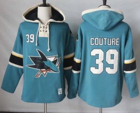 Wholesale Cheap Sharks #39 Logan Couture Teal Pullover Hoodie Stitched NHL Jersey