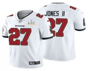 Wholesale Cheap Men\'s Tampa Bay Buccaneers #27 Ronald Jones II White 2021 Super Bowl LV Limited Stitched NFL Jersey