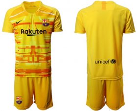 Wholesale Cheap Barcelona Blank Yellow Goalkeeper Soccer Club Jersey