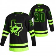 Wholesale Cheap Dallas Stars #30 Ben Bishop Black Men's Adidas 2020-21 Reverse Retro Alternate NHL Jersey