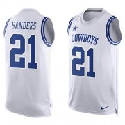 Wholesale Cheap Nike Cowboys #21 Deion Sanders White Men's Stitched NFL Limited Tank Top Jersey