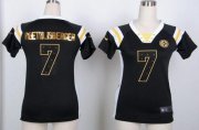 Wholesale Cheap Nike Steelers #7 Ben Roethlisberger Black Women's Stitched NFL Elite Draft Him Shimmer Jersey