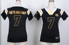 Wholesale Cheap Nike Steelers #7 Ben Roethlisberger Black Women\'s Stitched NFL Elite Draft Him Shimmer Jersey