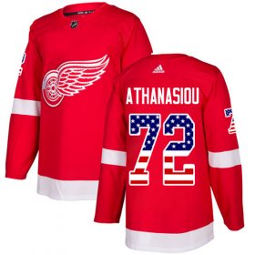 Wholesale Cheap Adidas Red Wings #72 Andreas Athanasiou Red Home Authentic USA Flag Stitched NHL Jersey