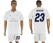 Wholesale Cheap Real Madrid #23 Beckham Marine Environmental Protection Home Soccer Club Jersey