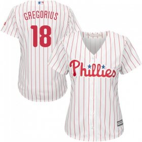 Wholesale Cheap Phillies #18 Didi Gregorius White(Red Strip) Home Women\'s Stitched MLB Jersey