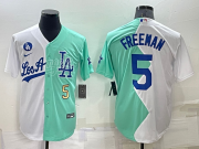 Wholesale Mens Los Angeles Dodgers #5 Freddie Freeman White Green Number 2022 Celebrity Softball Game Cool Base Jersey
