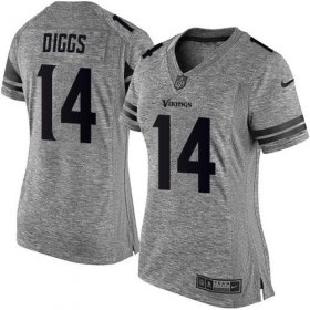 Wholesale Cheap Nike Vikings #14 Stefon Diggs Gray Women\'s Stitched NFL Limited Gridiron Gray Jersey