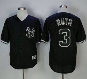 Wholesale Cheap Yankees #3 Babe Ruth Black Fashion Stitched MLB Jersey