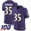 Wholesale Cheap Nike Ravens #35 Gus Edwards Purple Team Color Youth Stitched NFL 100th Season Vapor Untouchable Limited Jersey