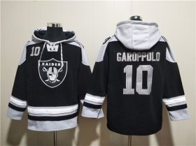 Wholesale Cheap Men\'s Las Vegas Raiders #10 Jimmy Garoppolo Black Ageless Must-Have Lace-Up Pullover Hoodie