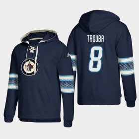 Wholesale Cheap Winnipeg Jets #8 Jacob Trouba Blue adidas Lace-Up Pullover Hoodie