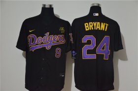 Wholesale Cheap Los Angeles Dodgers #8 #24 Kobe Bryant Men\'s Nike Black Purple No. Cool Base 2020 KB Patch MLB Jersey