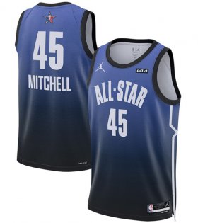 Cheap Men\'s 2023 All-Star #45 Donovan Mitchell Blue Game Swingman Stitched Basketball Jersey