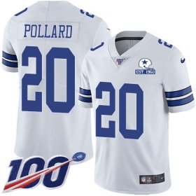 Wholesale Cheap Nike Cowboys #20 Tony Pollard White Men\'s Stitched With Established In 1960 Patch NFL 100th Season Vapor Untouchable Limited Jersey