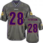 Wholesale Cheap Nike Vikings #28 Adrian Peterson Grey Men's Stitched NFL Elite Vapor Jersey