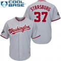 Wholesale Cheap Nationals #37 Stephen Strasburg Grey Cool Base 2019 World Series Champions Stitched Youth MLB Jersey