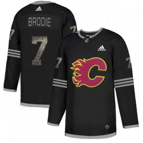 Wholesale Cheap Adidas Flames #7 TJ Brodie Black Authentic Classic Stitched NHL Jersey
