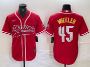 Cheap Men's Philadelphia Phillies #45 Zack Wheeler Red Cool Base Stitched Baseball Jersey