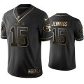 Cheap Mens San Francisco 49ers #15 Jauan Jennings Nike Black Golden Edition Vapor Limited Jersey
