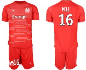 Wholesale Cheap Marseille #16 Pele Red Goalkeeper Soccer Club Jersey