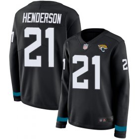Wholesale Cheap Nike Jaguars #21 C.J. Henderson Black Team Color Women\'s Stitched NFL Limited Therma Long Sleeve Jersey