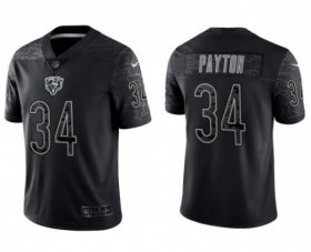Wholesale Cheap Men\'s Chicago Bears #34 Walter Payton Black Reflective Limited Stitched Football Jersey