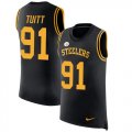Wholesale Cheap Nike Steelers #91 Stephon Tuitt Black Team Color Men's Stitched NFL Limited Rush Tank Top Jersey