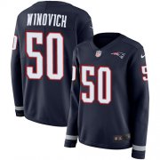 Wholesale Cheap Nike Patriots #50 Chase Winovich Navy Blue Team Color Women's Stitched NFL Limited Therma Long Sleeve Jersey