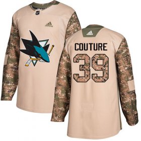 Wholesale Cheap Adidas Sharks #39 Logan Couture Camo Authentic 2017 Veterans Day Stitched Youth NHL Jersey