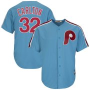 Wholesale Cheap Philadelphia Phillies #32 Steve Carlton Majestic Cooperstown Collection Cool Base Player Jersey Light Blue