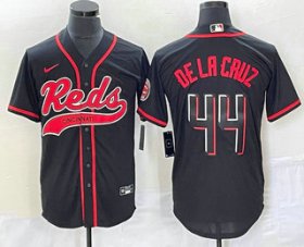 Wholesale Cheap Men\'s Cincinnati Reds #44 Elly De La Cruz Black With Patch Cool Base Stitched Baseball Jersey