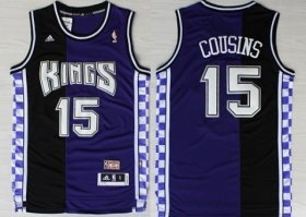Wholesale Cheap Sacramento Kings #15 DeMarcus Cousins Purple/Black Swingman Throwback Jersey