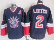 Wholesale Cheap Rangers #2 Brian Leetch Navy Blue CCM Statue of Liberty Stitched NHL Jersey