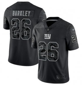 Wholesale Cheap Men\'s New York Giants #26 Saquon Barkley Black Reflective Limited Stitched Football Jersey